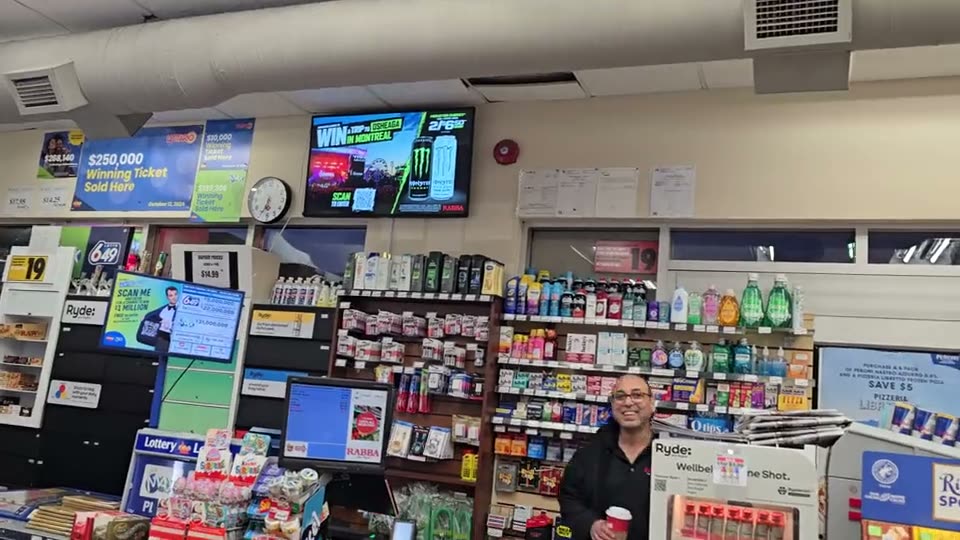 A VYPA signage screen in a store